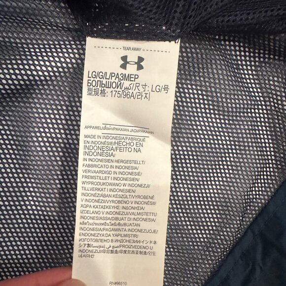 UNDER ARMOUR MENS LARGE BLUE HOODED RAIN JACKET COAT NWOT - Picture 5 of 9